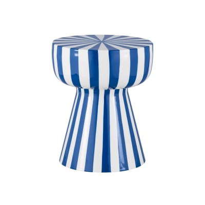 Table d'appoint, bout de canapé acier bleu et blanc