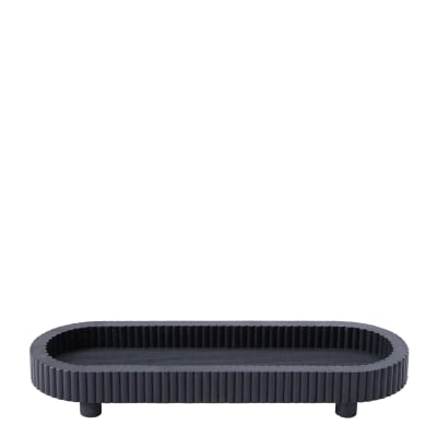 Plateau décoratif ovale noir l56