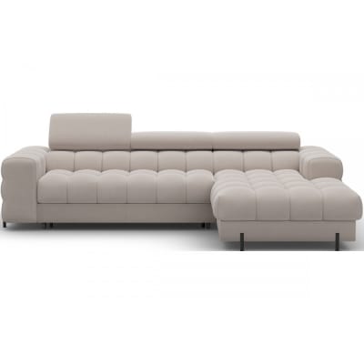 Canapé d'angle droit convertible en velours beige, 5 places