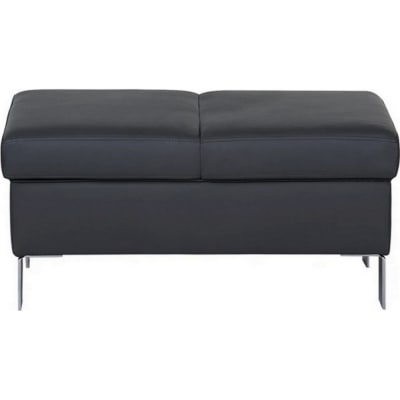 Pouf-banquette assise réglable, en cuir italien vachette, noir