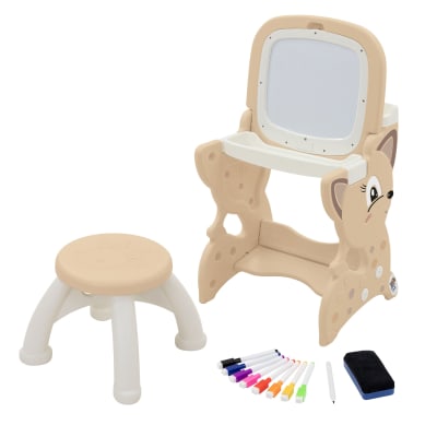 Table d’activités enfants marron double tableau siège et accessoires