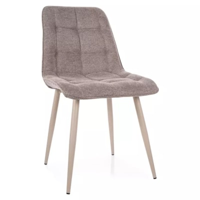 Chaise en tissu beige, structure métal et dossier design 50x49x88cm