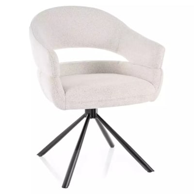 Chaise pivotante en tissu beige, accoudoirs design 180° 58x45x87cm