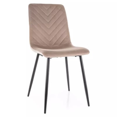 Chaise en velours beige, pieds noirs mat, assise élégante 45x51x91cm