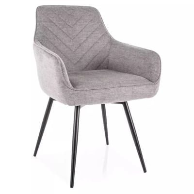 Chaise en tissu gris, pieds noirs et retour auto moderne 55x50x88cm
