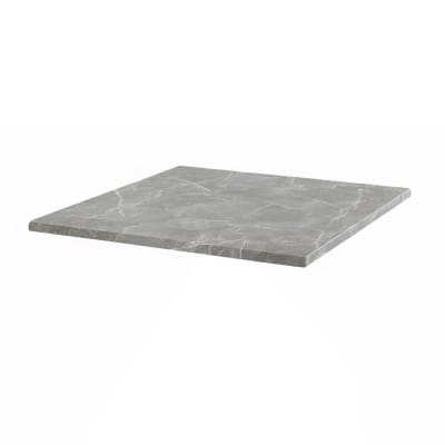 Plateau de table carré stratifié 60 x 60 cm marbre gris