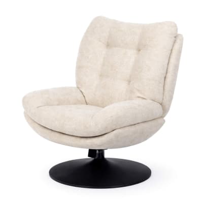 Fauteuil en tissu beige avec piètement noir  beige