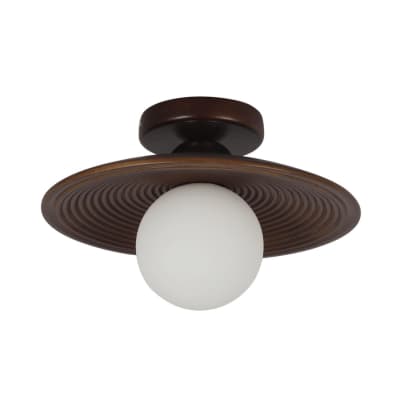 Plafonnier en verre bois et blanc 25 cm