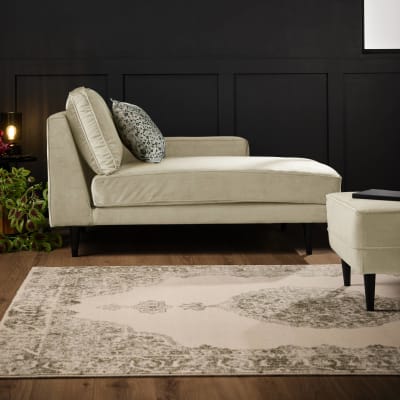 Méridienne tissu velours p150 ecru