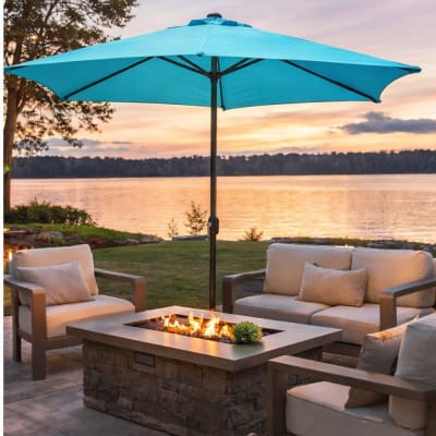 Parasol gris rond 2,94 x 2,94 m