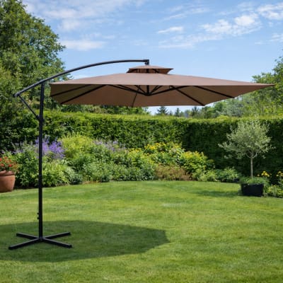 Parasol marron déporté rond 2,95 x 2,95 m