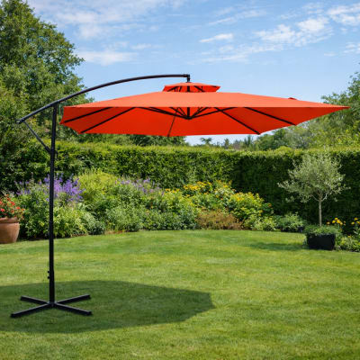 Parasol terracotta déporté rond 2,95 x 2,95 m