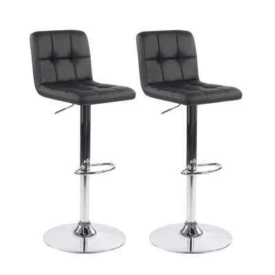 Lot de 2 tabourets de bar en simili cuir noir 45 x 51 x 88 cm