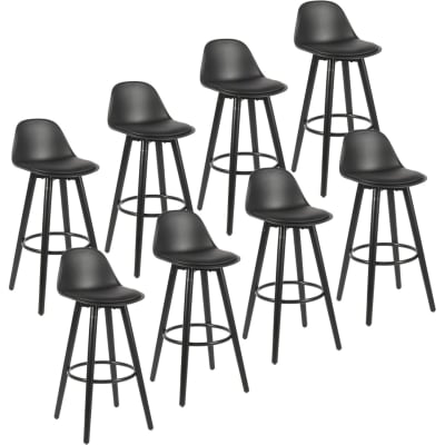 Lot de 8 tabourets de bar en simili cuir noir 39,5 x 44 x 91 cm