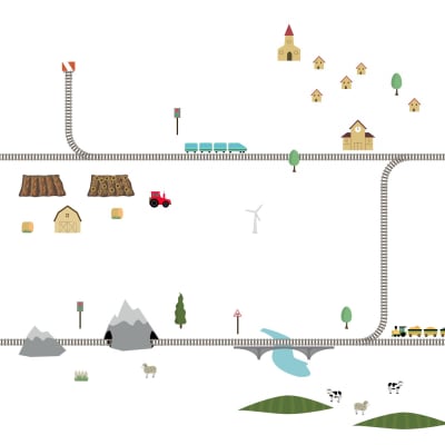 Stickers muraux gre frise enfant voyage en train autocollants
