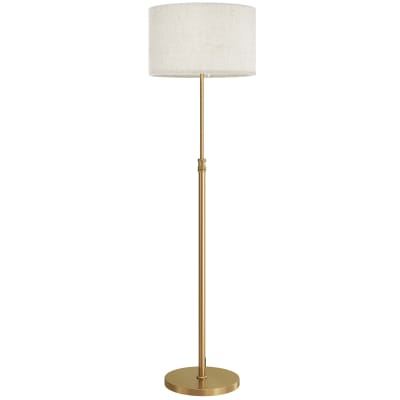 Lampadaire sur pied salon hauteur réglable abat-jour en lin acier doré