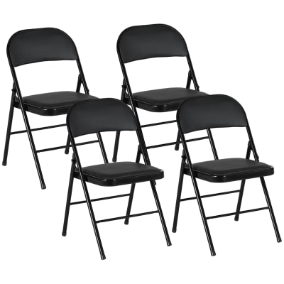 Chaises pliantes portables coussin revêtement synthétique acier noir