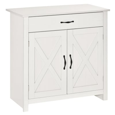 Buffet 2 portes de grange tiroir mdf et panneau de particules blanc