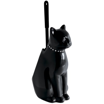 Pot et brosse 'chat' en céramique noir 39 cm