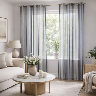 Voilage coloré rayures ton sur ton polyester gris anthracite 140x260