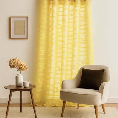 Voilage coloré flash motifs ton sur ton polyester jaune 140x260 cm