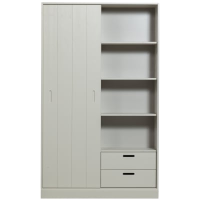 Armoire 1 porte coulissante en bois de pin gris