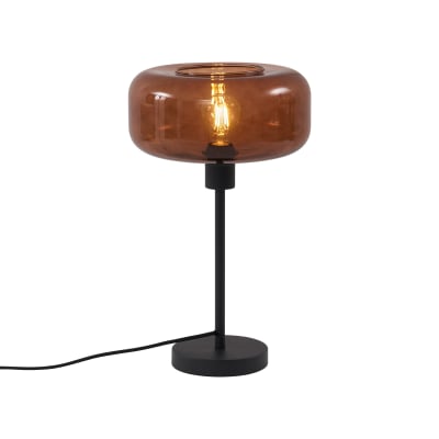 Lampe de table rétro noire verre bronze