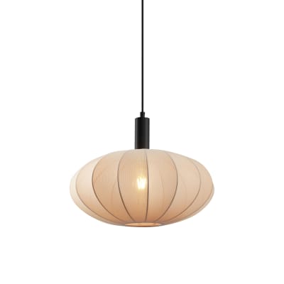 Suspension japandi noire abat-jour tissu marron