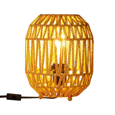 Lampe de table rotin tissé à la main naturel D.17cm H22cm