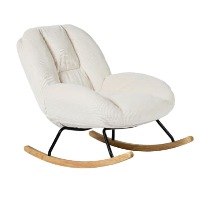Chaise à bascule scandinave avec revêtement côtelé beige