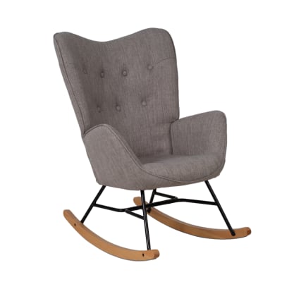 Chaise à bascule scandinave en tissu polyester et bois gris clair