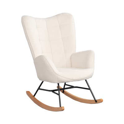Chaise à bascule scandinave en bouclé blanc