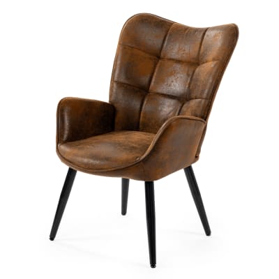 Fauteuil scandinave avec revêtement microfibre marron