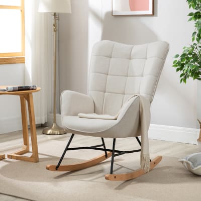 Chaise à bascule scandinave en tissu polyester beige