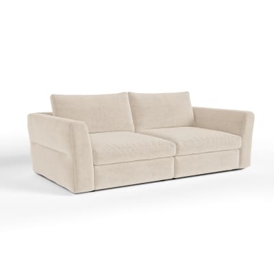 Canapé modulable 3 places en tissu tramé toucher doux