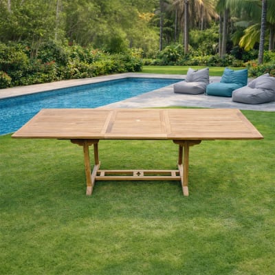 Table de jardin rectangle en teck brut 10 places