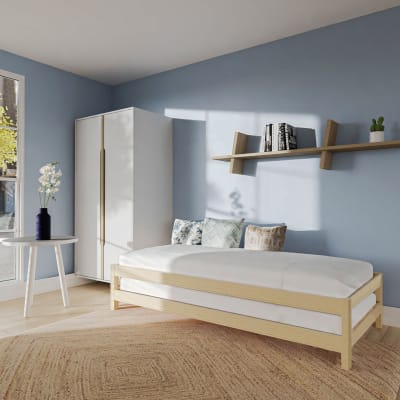 2 lits empilables 90x190 cm avec 2 sommiers, coloris