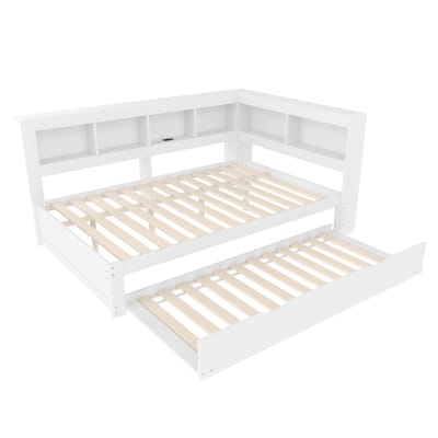 Lit enfant blanc avec tiroirs et 2 ports usb 140 x 200 cm