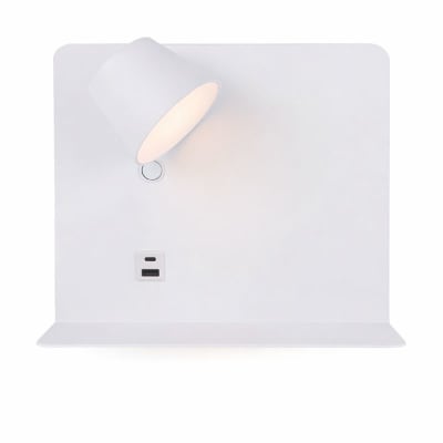 Applique murale LED blanche orientable avec USB et type C 28x27 cm