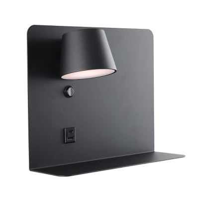 Applique murale LED noire orientable avec USB et type C 28x27 cm