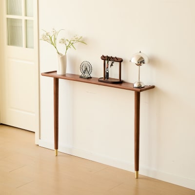 Console table murale scandinave en bois de noyer