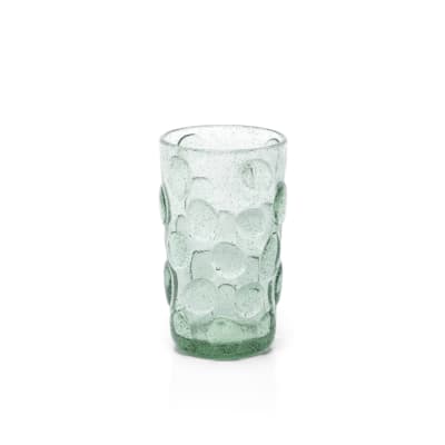Verre haut en verre bleu 8x8x13,5cm