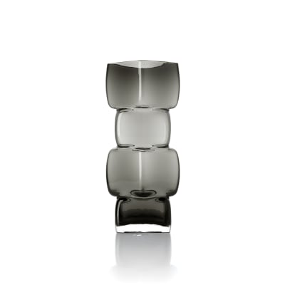 Vase verre recyclé foncé et gris 13x13x30cm