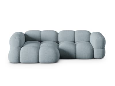 Canapé d'angle gauche 3 places en tissu structurel bleu pastel