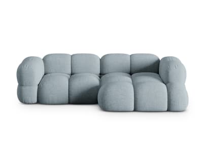 Canapé d'angle droit 3 places en tissu structurel bleu pastel