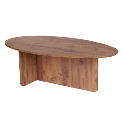 Table basse avec plateau ovale l120 cm - effet pin atlantique