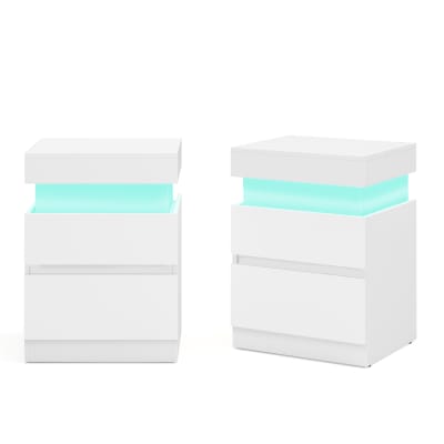Table de chevet avec 2 tiroirs petit meuble 40 x 35 x 55 cm blanc