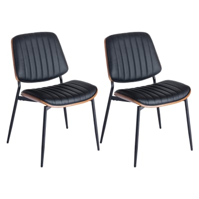 Lot de 2 Chaise vintage noir et bois avec assise rembourrée