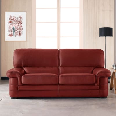 Canapé cuir 2 places rouge