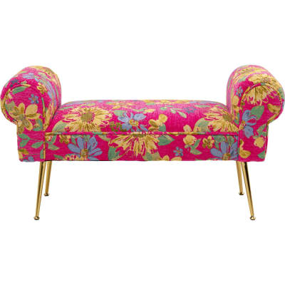 Banc 1 place imprimés fleurs en velours rose